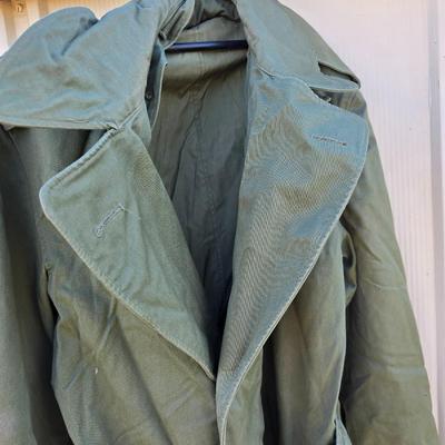 Large assortement of vintage Military clothing & coats - wool trench - hat - pants