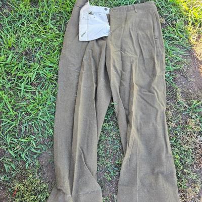 Large assortement of vintage Military clothing & coats - wool trench - hat - pants