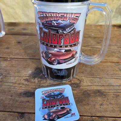 Vintage racing / car hats with several hot rod good guys mugs - race car - with Broncos and half a bubble off hats too