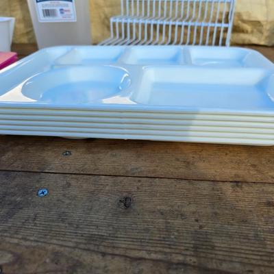 Food trays, plastic food storage containers and spice organizer