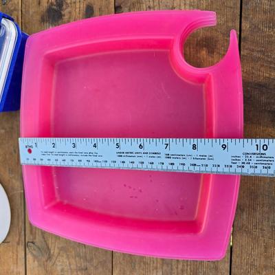 Food trays, plastic food storage containers and spice organizer