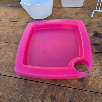 Food trays, plastic food storage containers and spice organizer