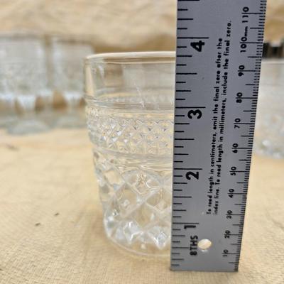 Vintage Anchor Hocking Wexford Platinum drinking glass set - with an assortment of other tumblers - stemware - water glasses