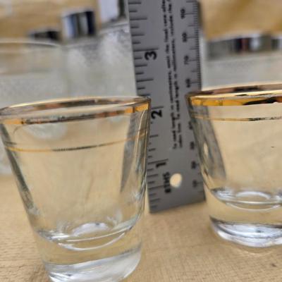 Vintage Anchor Hocking Wexford Platinum drinking glass set - with an assortment of other tumblers - stemware - water glasses