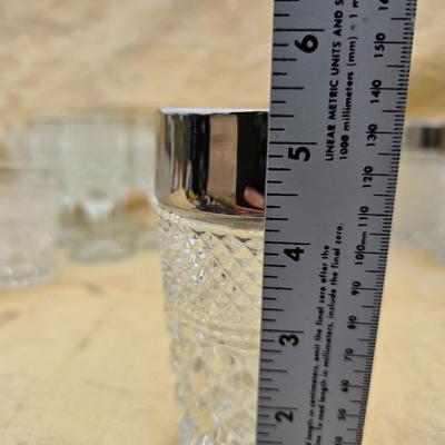 Vintage Anchor Hocking Wexford Platinum drinking glass set - with an assortment of other tumblers - stemware - water glasses