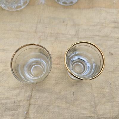 Vintage Anchor Hocking Wexford Platinum drinking glass set - with an assortment of other tumblers - stemware - water glasses
