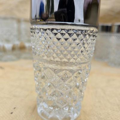 Vintage Anchor Hocking Wexford Platinum drinking glass set - with an assortment of other tumblers - stemware - water glasses