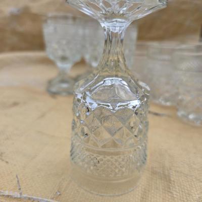 Vintage Anchor Hocking Wexford Platinum drinking glass set - with an assortment of other tumblers - stemware - water glasses