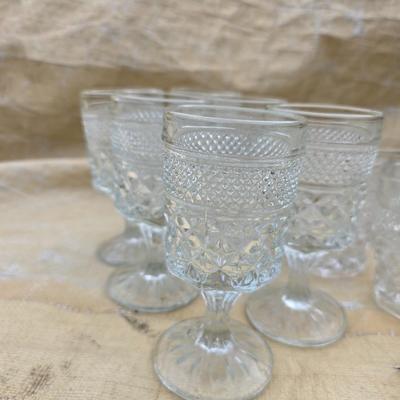 Vintage Anchor Hocking Wexford Platinum drinking glass set - with an assortment of other tumblers - stemware - water glasses