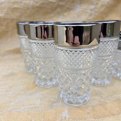 Vintage Anchor Hocking Wexford Platinum drinking glass set - with an assortment of other tumblers - stemware - water glasses