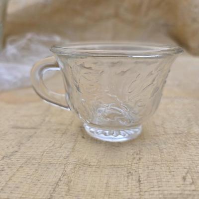 Vintage Indiana glass punchbowl with glass cups and cup hooks
