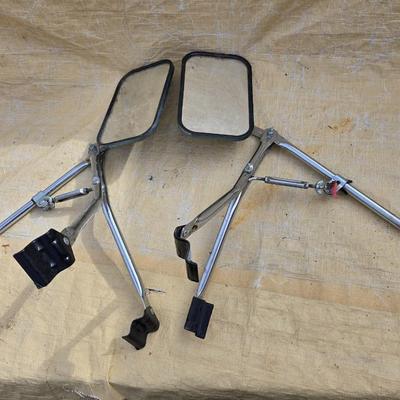 Towing mirrors with mounts - vintage chevy hubcaps - pontiac mirror