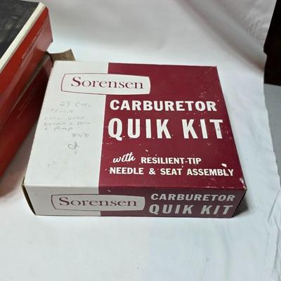 Antique Wisconsin gas carburetor - larger carburetor - and many carburetor tune up kits