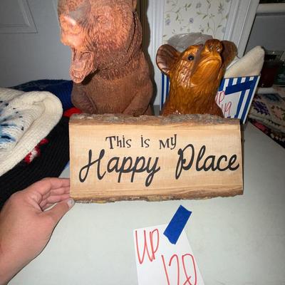 Sale Photo Thumbnail #779: UP120-Bear carvings and happy place sign