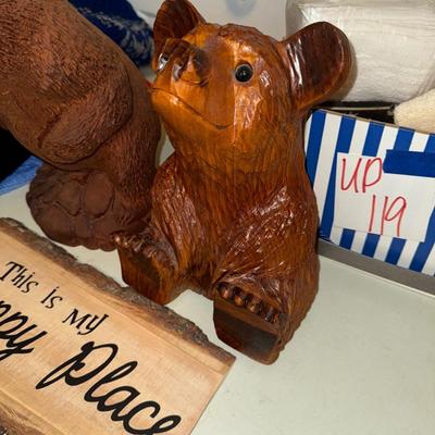 Sale Photo Thumbnail #780: UP120-Bear carvings and happy place sign
