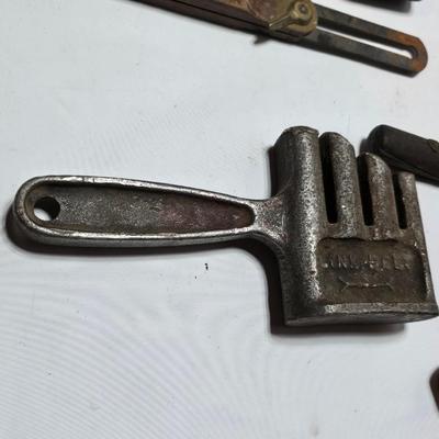 Antique farm tools - drawbar - Monkey wrench - screwdrivers - Rasp - Hershel chain break detacher - and more