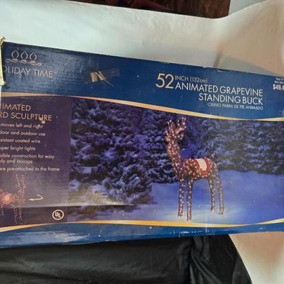 52" Animated grapevine standing buck Christmas yard decoration - 150 lights