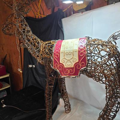 Grapevine standing buck with saddle Christmas yard decoration -
