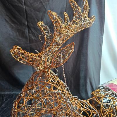 Grapevine standing buck with saddle Christmas yard decoration -