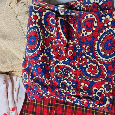 Huge lot of Fabric scraps = different colored - sized - and materials -