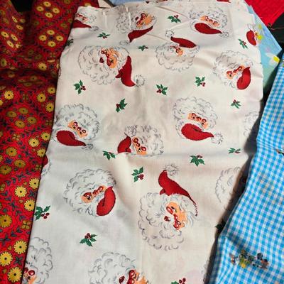 Huge lot of Fabric scraps = different colored - sized - and materials -