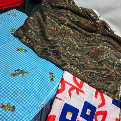 Huge lot of Fabric scraps = different colored - sized - and materials -