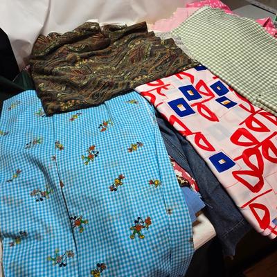 Huge lot of Fabric scraps = different colored - sized - and materials -
