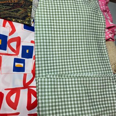 Huge lot of Fabric scraps = different colored - sized - and materials -