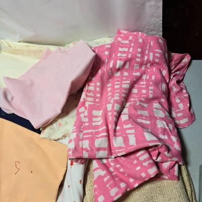 Huge lot of Fabric scraps = different colored - sized - and materials -