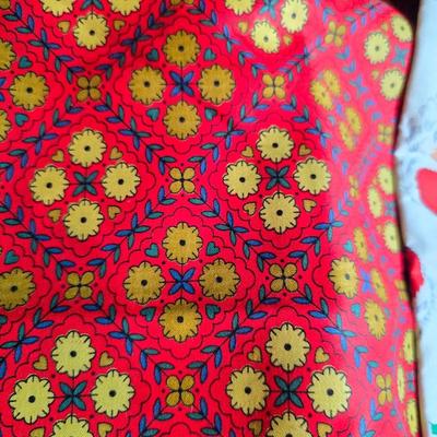 Huge lot of Fabric scraps = different colored - sized - and materials -