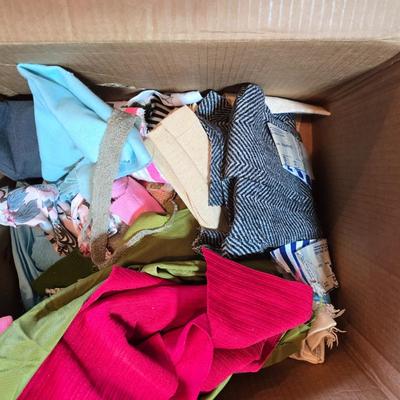 Huge lot of Fabric scraps = different colored - sized - and materials -
