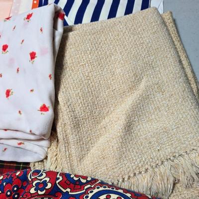 Huge lot of Fabric scraps = different colored - sized - and materials -