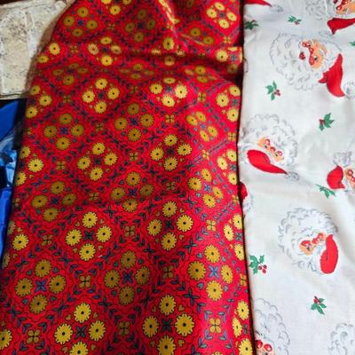Huge lot of Fabric scraps = different colored - sized - and materials -
