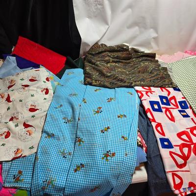 Huge lot of Fabric scraps = different colored - sized - and materials -