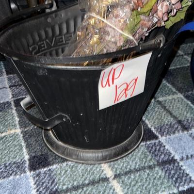 Sale Photo Thumbnail #818: UP129-vase and metal bucket with eucalyptus