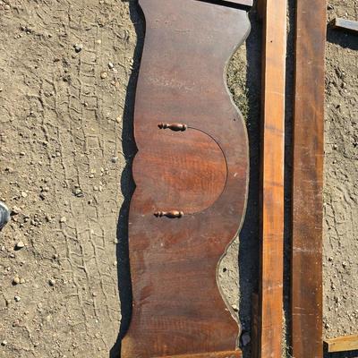 Antique wooden full - Double sized bed frame - headboard, footboard and rails