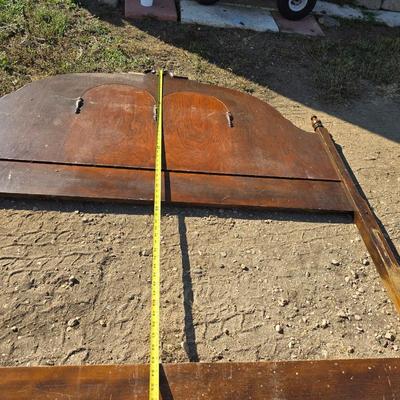 Antique wooden full - Double sized bed frame - headboard, footboard and rails