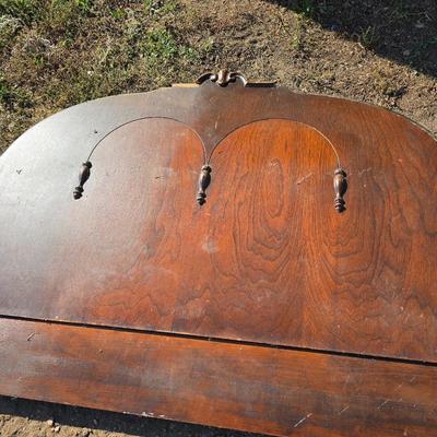 Antique wooden full - Double sized bed frame - headboard, footboard and rails