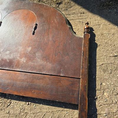 Antique wooden full - Double sized bed frame - headboard, footboard and rails