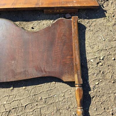 Antique wooden full - Double sized bed frame - headboard, footboard and rails