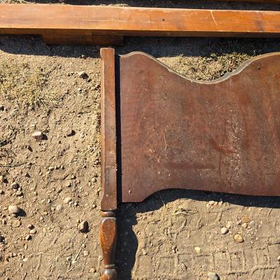 Antique wooden full - Double sized bed frame - headboard, footboard and rails