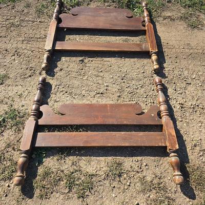 Antique Wooden headboard & Footboard for a twin sized bed - Acorn Finial