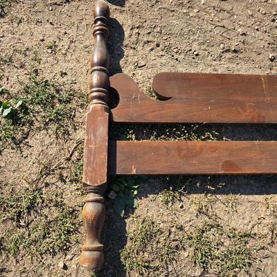 Antique Wooden headboard & Footboard for a twin sized bed - Acorn Finial
