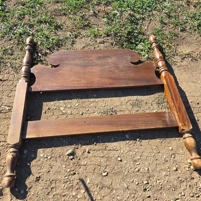 Antique Wooden headboard & Footboard for a twin sized bed - Acorn Finial