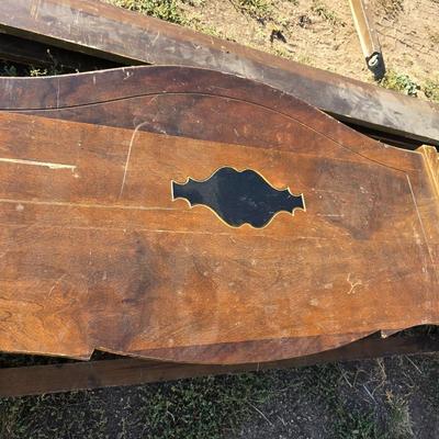 Antique solid wood Full bed headboard and wrap around curved footboard