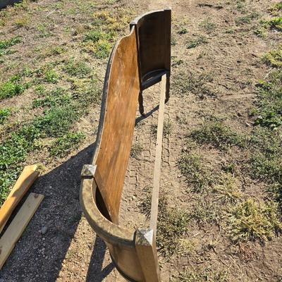 Antique solid wood Full bed headboard and wrap around curved footboard