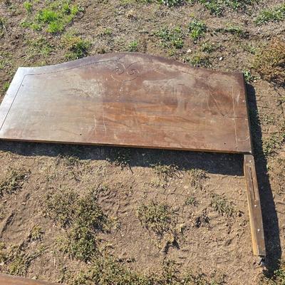 Antique solid wood Full bed headboard and wrap around curved footboard