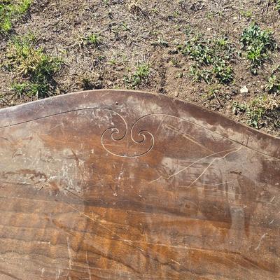Antique solid wood Full bed headboard and wrap around curved footboard