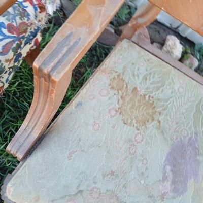 Two antique chairs - Lounging chair and vanity chair - old wooden project chairs !