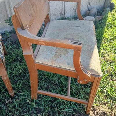 Two antique chairs - Lounging chair and vanity chair - old wooden project chairs !